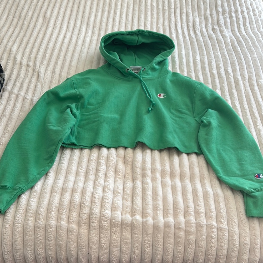 Green Cropped Champion Hoodie